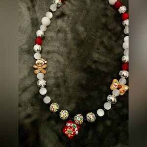 CLEARANCE-Gingerbread Beaded Necklace- handmade